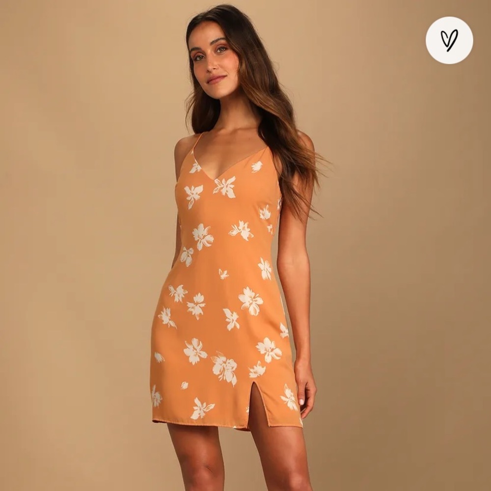 Lulu’s Tend Your Garden Orange Floral Print Sleeveless Shift Dress